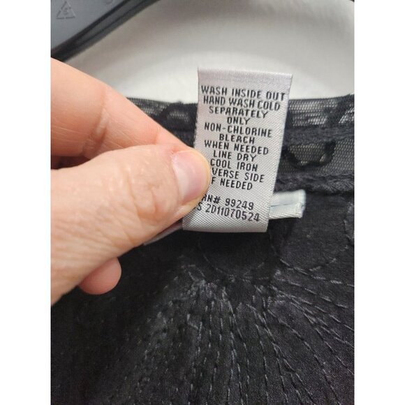 Catherines Womens Black Embroidered Tunic Top Size 1X Mesh Contrast Layered - Picture 6 of 11